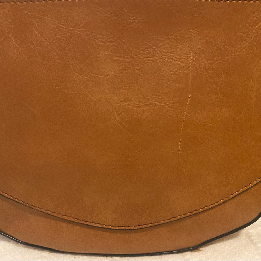 Tan Leather Like Shoulder Hobo Bag - Picture 7 of 8
